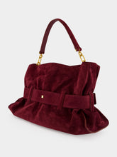 Balmain Burgundy Anthem Medium Suede Leather Bag