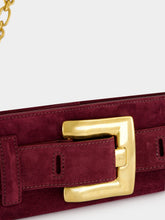 Balmain Burgundy Anthem Suede Clutch Bag