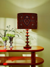House of Capricorn Hand-Embroidered Viana Bordeaux Linen With Blue Embroidery Lampshade