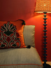 House of Capricorn Teles Brick Linen and Chenille Embroidered Cushion