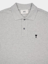 Ami Paris Heather Ash Grey Contrasted Ami de Coeur  Polo Shirt
