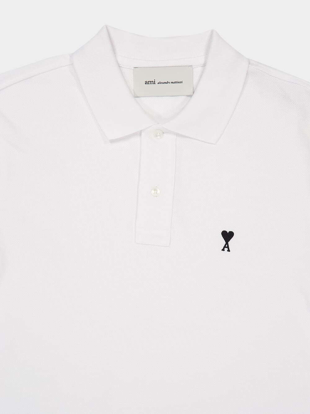 Ami Paris White Ami de Coeur Cotton Polo Shirt | Fashion Clinic