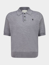 Ami Paris Grey Wool Short Sleeves Ami De Coeur Polo