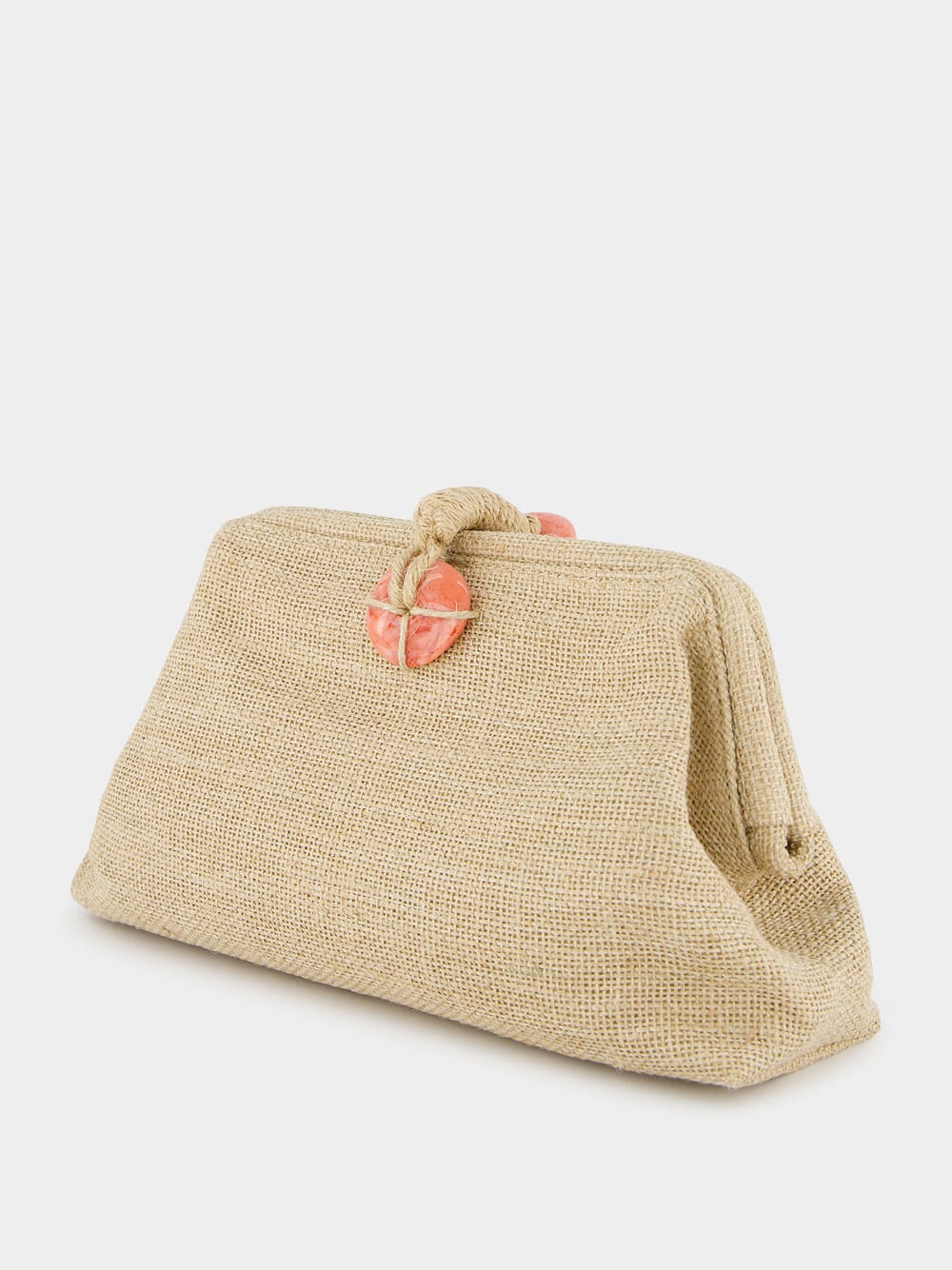 Petra Beige Linen and Jute Clutch