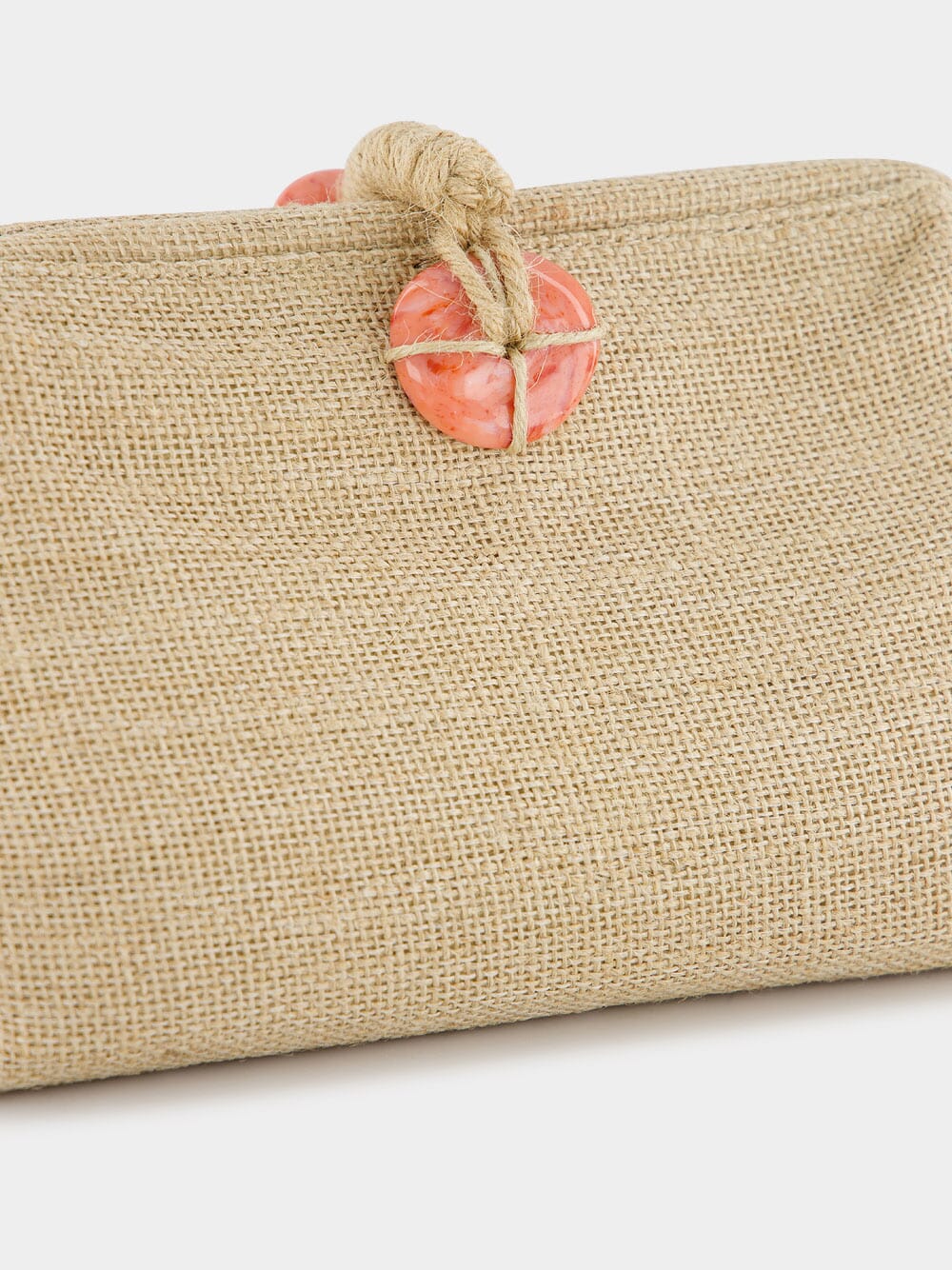 Petra Beige Linen and Jute Clutch