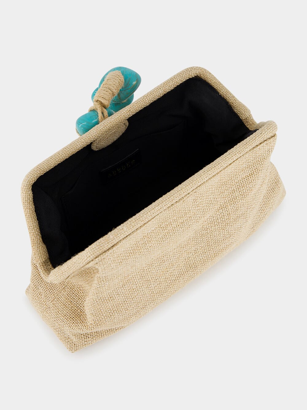 Petra Natural Linen and Turquoise Bag