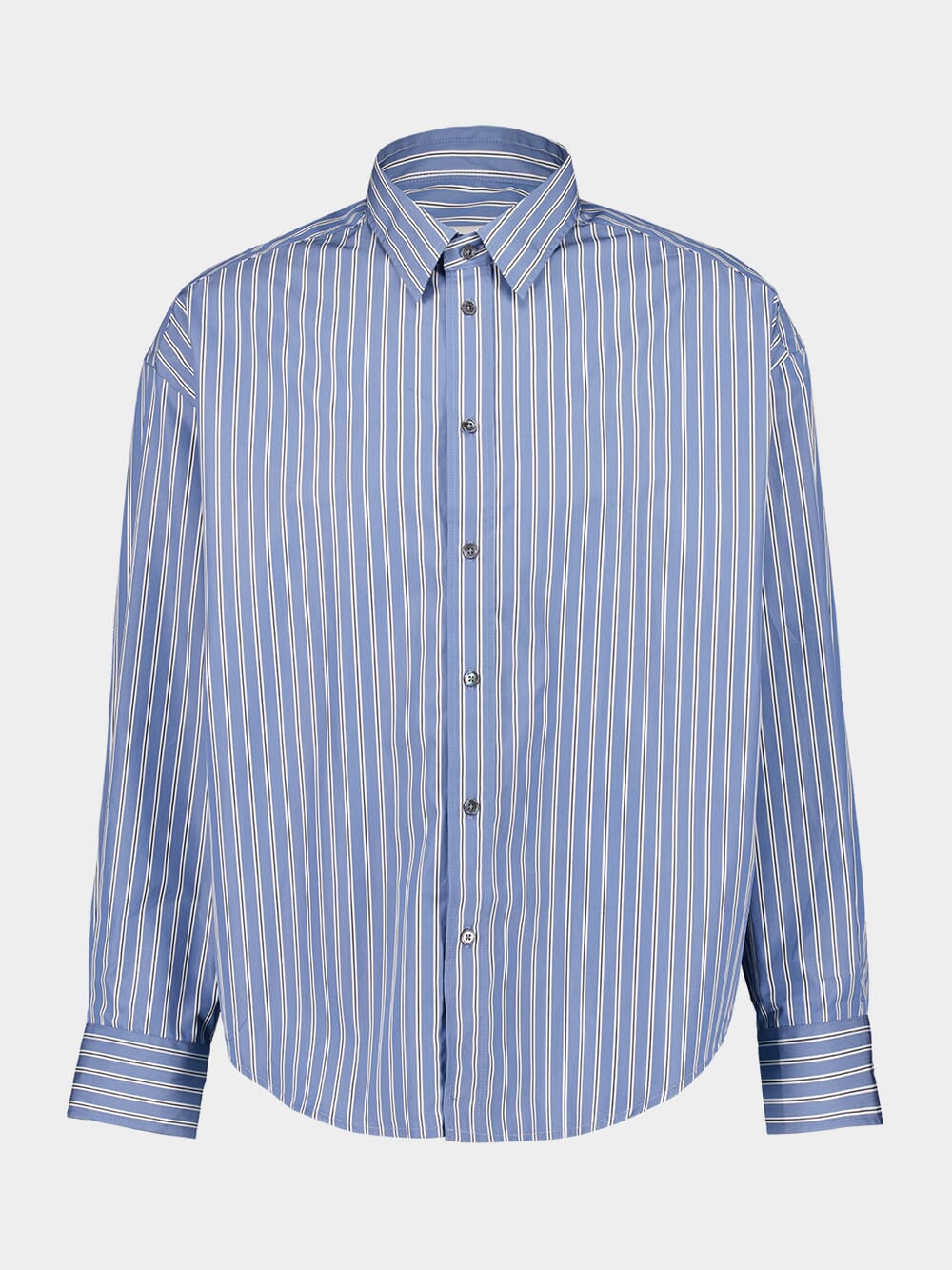 Blue Cotton Boxy Fit Striped Shirt