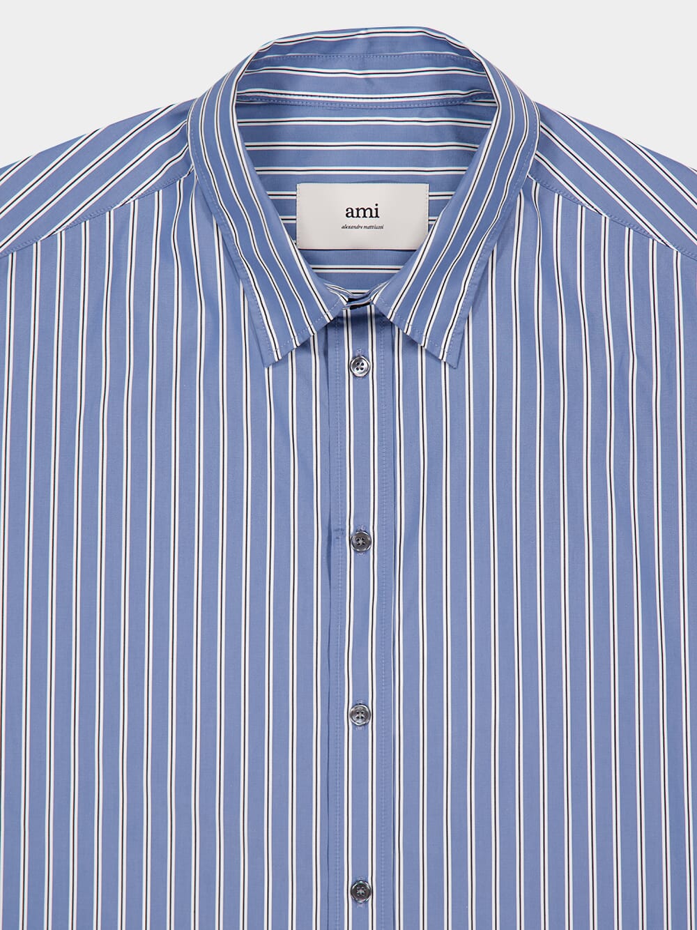 Blue Cotton Boxy Fit Striped Shirt