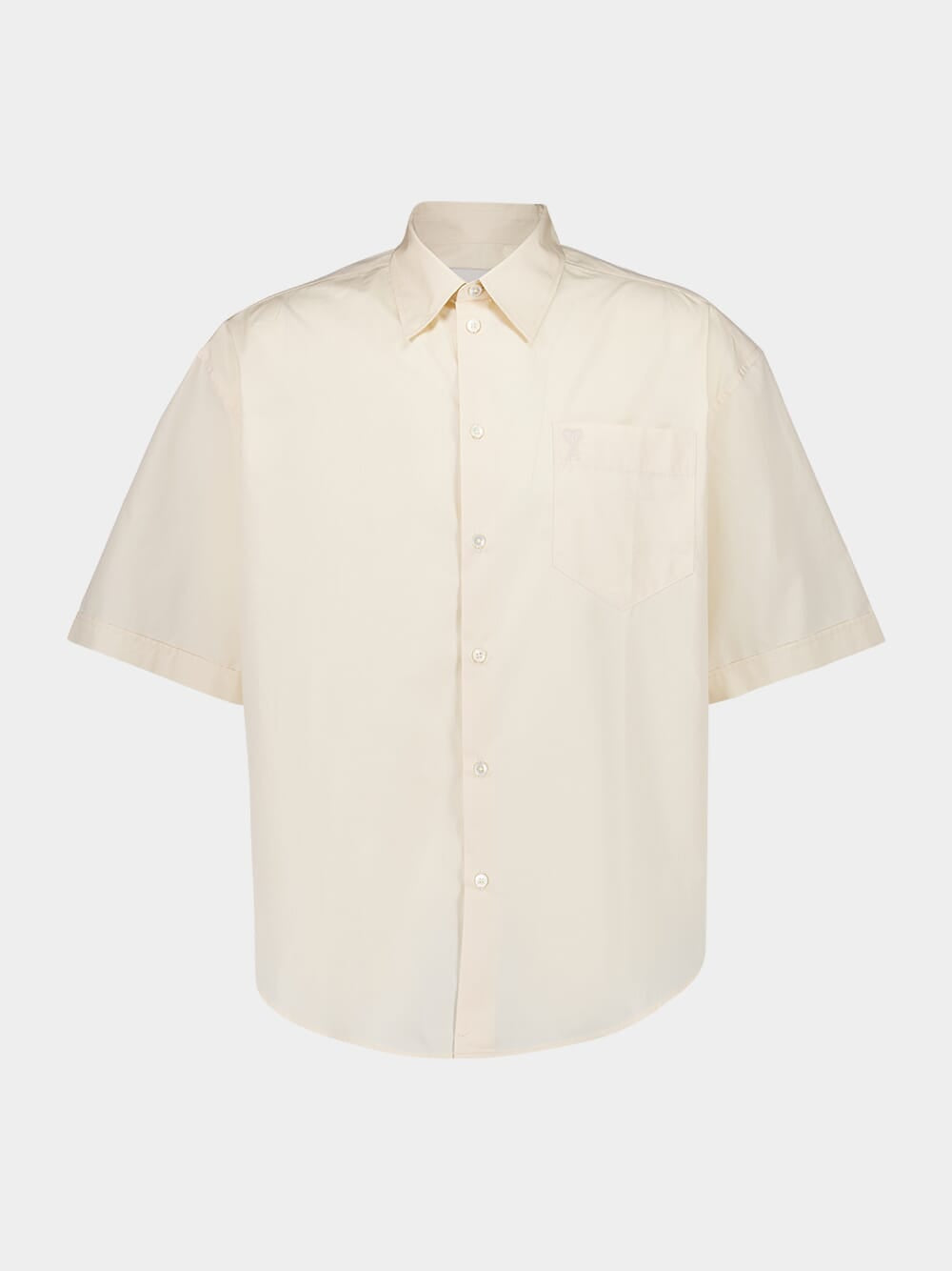 Cream Cotton Poplin Boxy Fit Short Sleeve Shirt