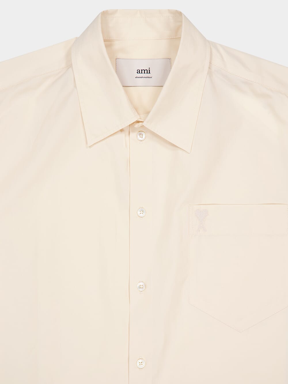 Cream Cotton Poplin Boxy Fit Short Sleeve Shirt