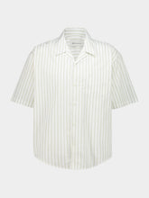 Ami Paris White Striped Cotton Boxy Embroidered Ami De Coeur Shirt