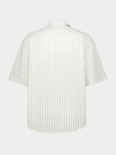 Ami Paris White Striped Cotton Boxy Embroidered Ami De Coeur Shirt