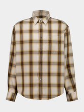 Ami Paris Boxy Beige Checkered Lyocell Shirt
