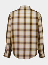 Ami Paris Boxy Beige Checkered Lyocell Shirt