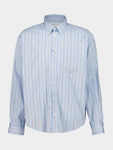 Ami Paris Cashmere Blue and Ivory Striped Cotton Shirt