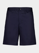 Ami Paris Navy Elasticated Waist Cotton Satin Shorts