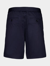 Ami Paris Navy Elasticated Waist Cotton Satin Shorts