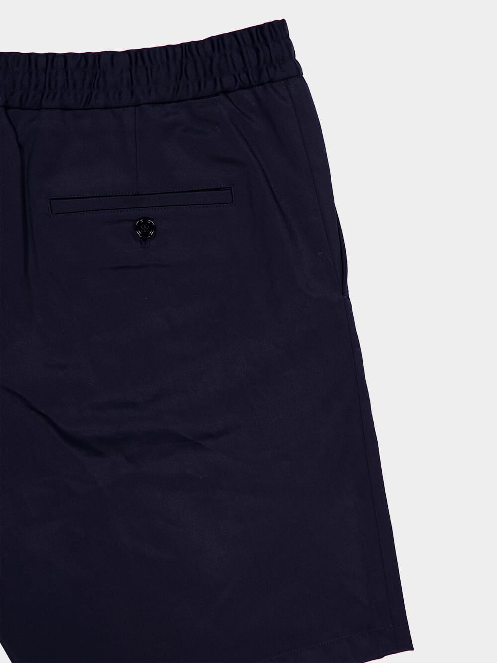 Navy Elasticated Waist Cotton Satin Shorts