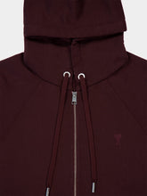 Ami Paris Tonal Ami de Coeur Zipped Sweatshirt in Eggplant