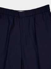 Ami Paris Navy Wool Elasticated Waist Trousers