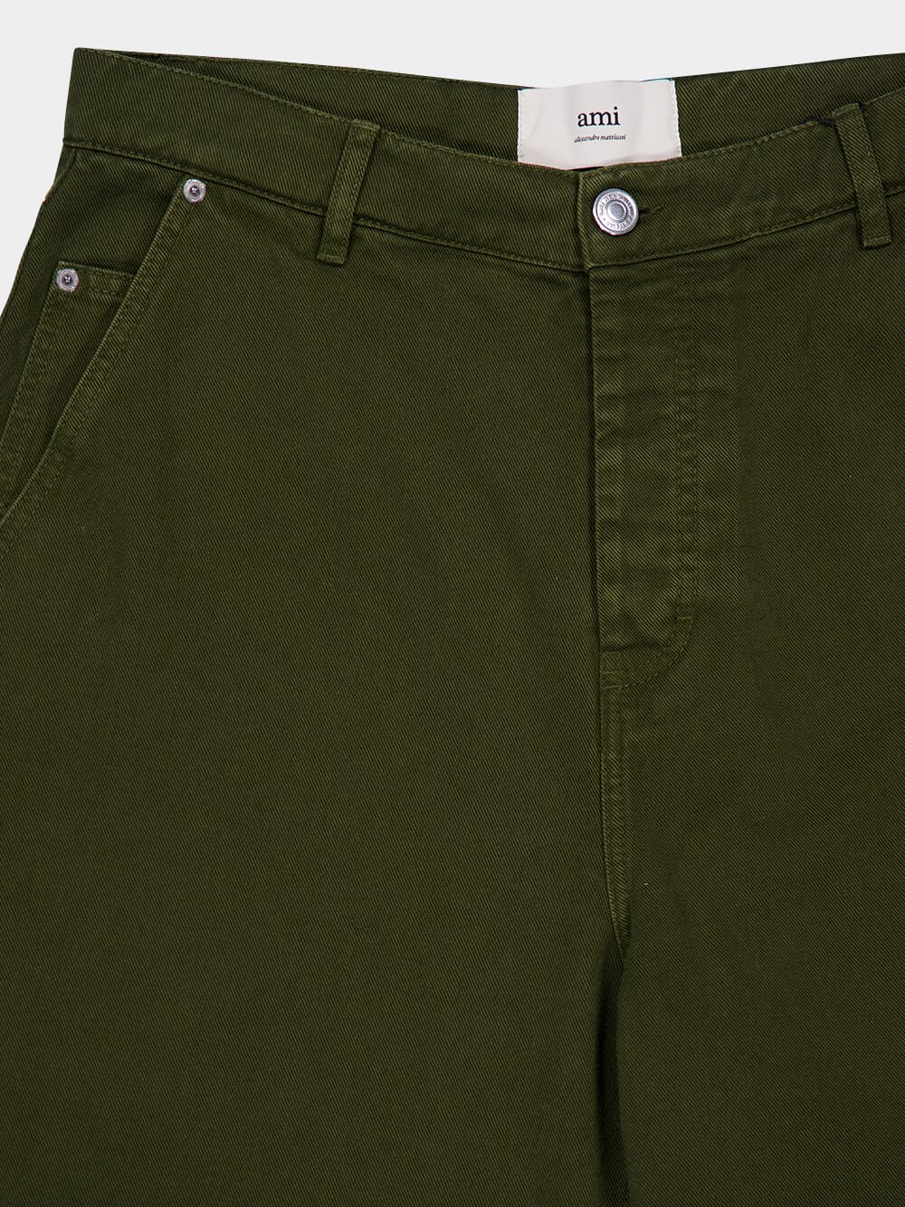 Loden Green Wide Fit Cotton Twill Trousers