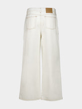 Ami Paris White Cream Wide Fit Denim Trousers
