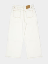 Ami Paris White Cream Wide Fit Denim Trousers
