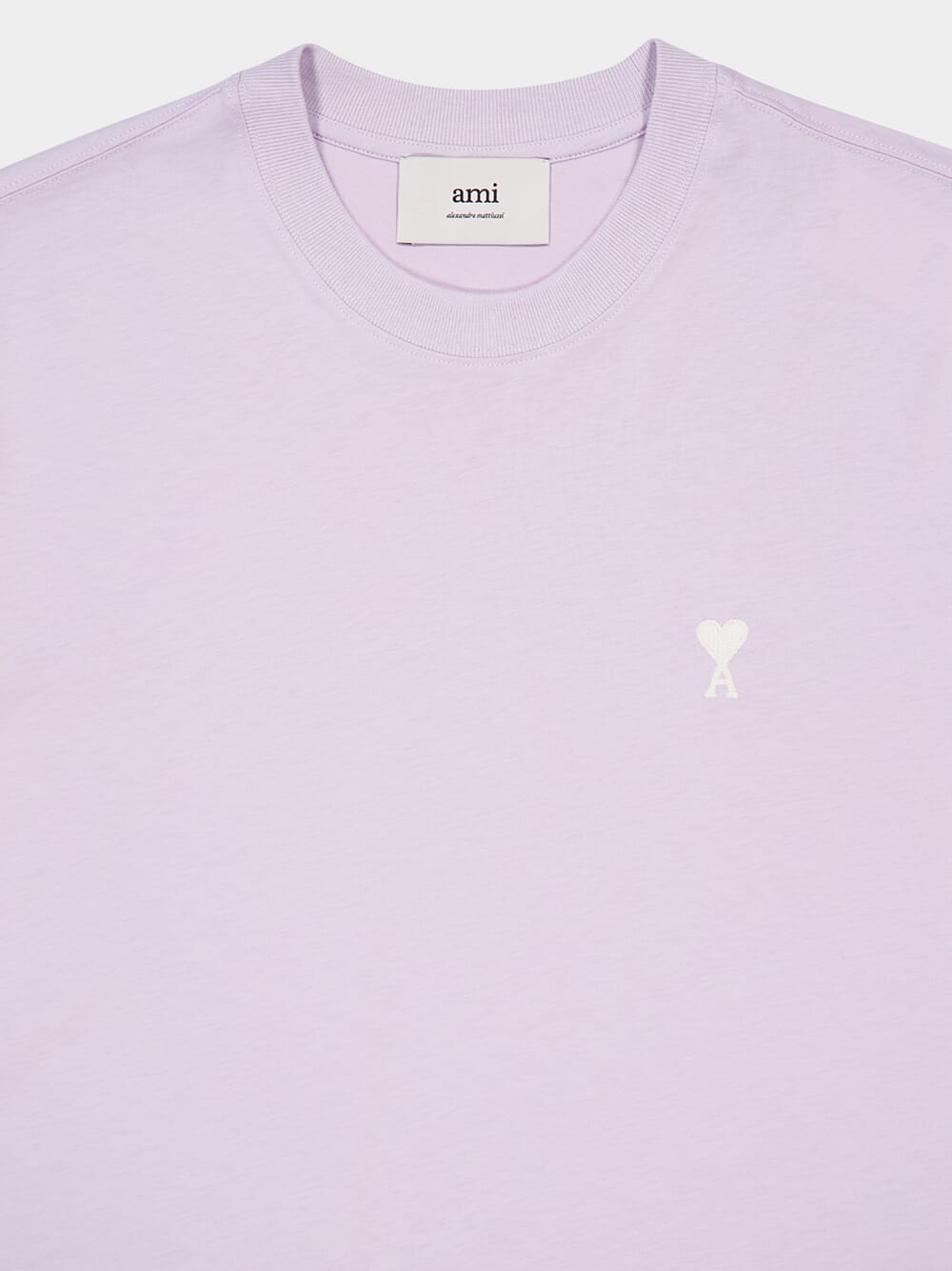 Lilac Cotton T-Shirt with Heart Embroidery