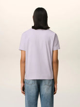 Ami Paris Lilac Cotton T-Shirt with Heart Embroidery