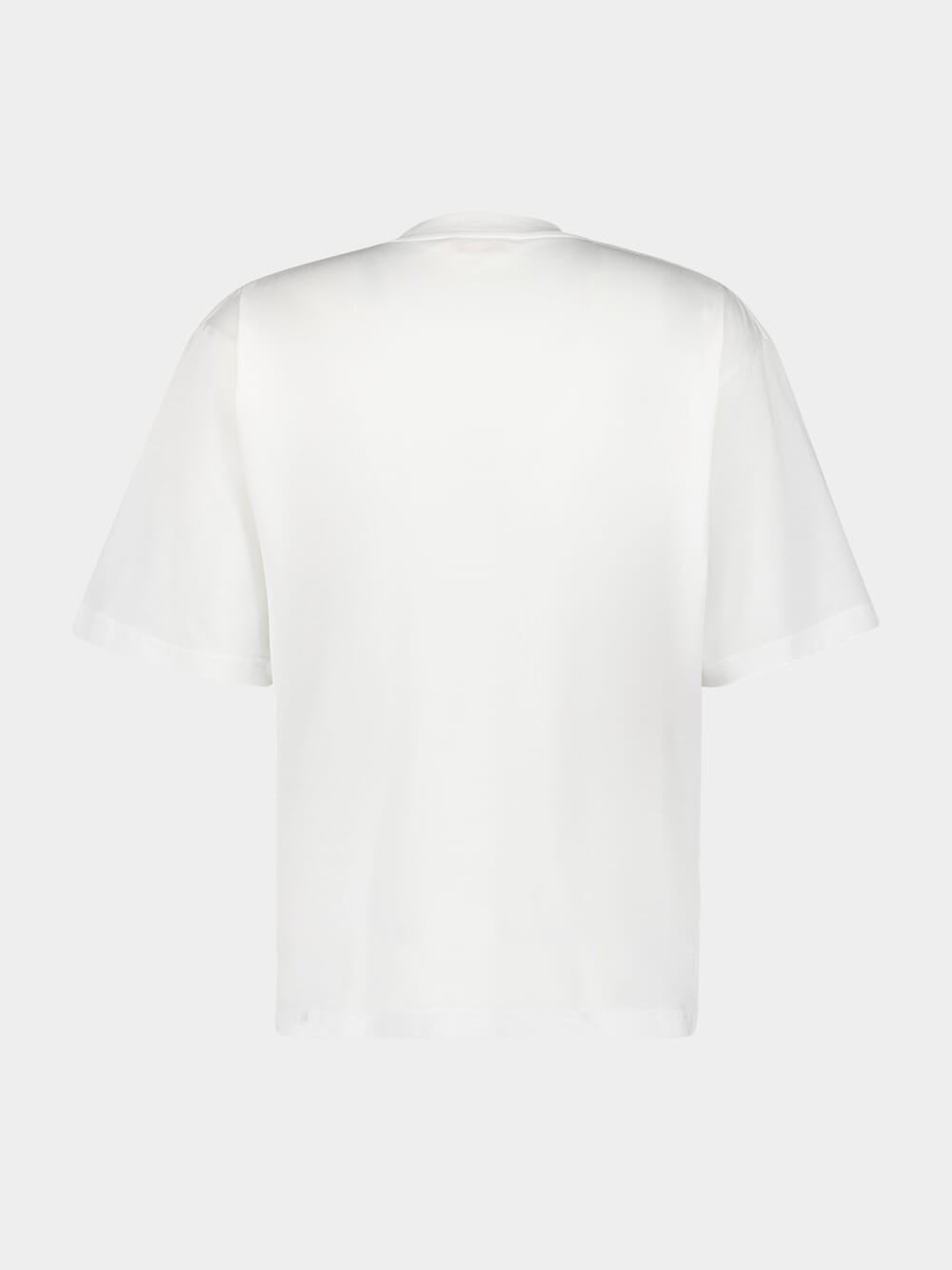 White Logo Printed Crewneck T-Shirt