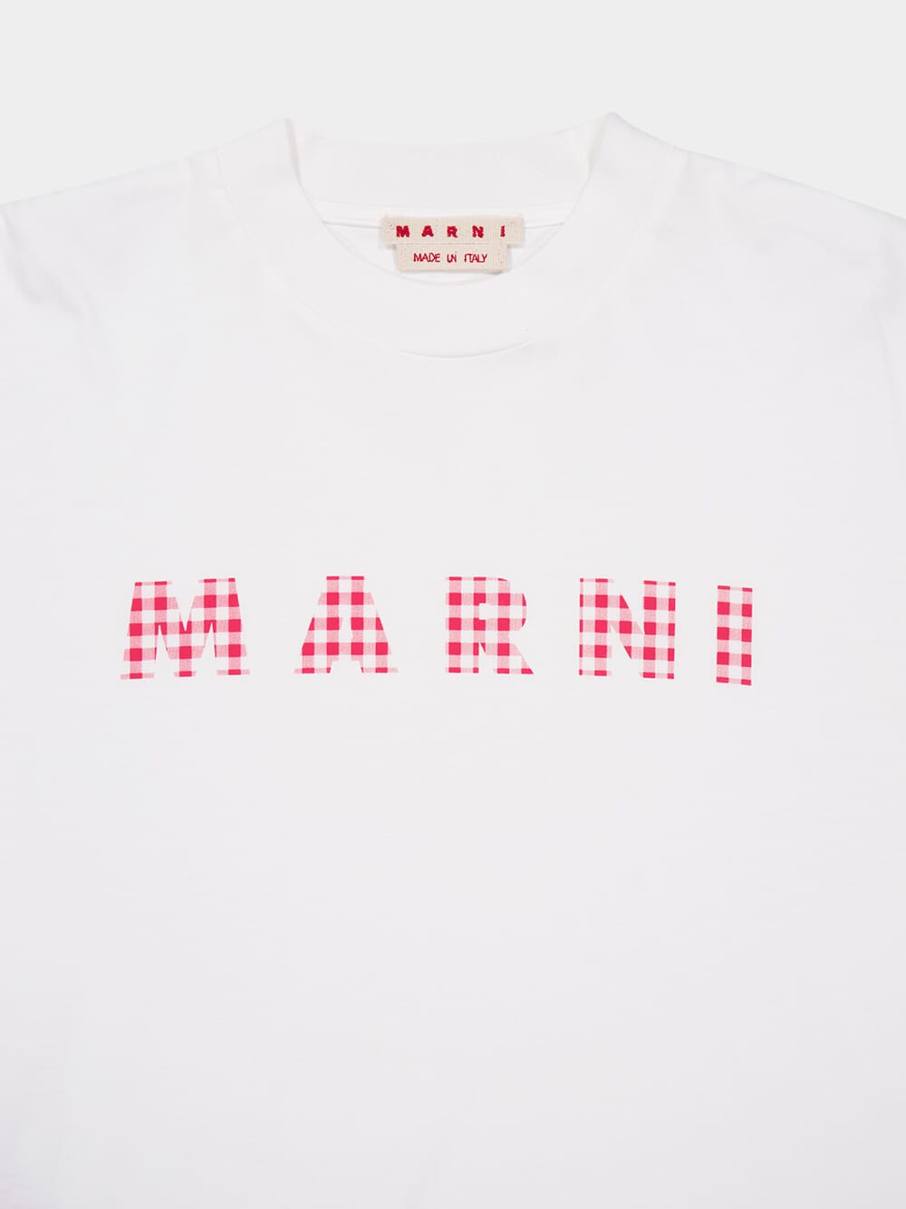 White T-shirt with Checked Marni Logo