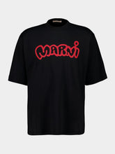 Marni Black Cotton Red Logo T-Shirt