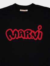 Marni Black Cotton Red Logo T-Shirt