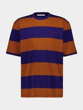 Marni Ocean and Tobacco Stripe Cotton T-Shirt