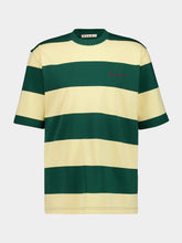 Marni Emerald and Yellow Stripe Cotton T-Shirt
