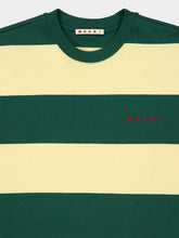 Marni Emerald and Yellow Stripe Cotton T-Shirt