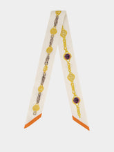 Versace White Printed Silk Twill Ribbon