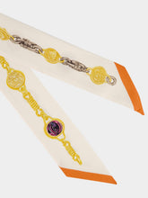 Versace White Printed Silk Twill Ribbon