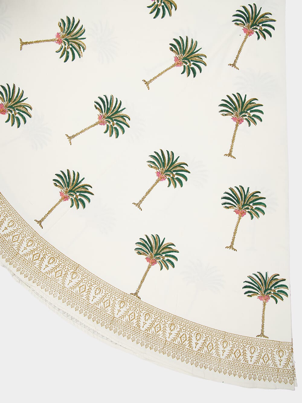 Handprinted Round Cotton Tablecloth