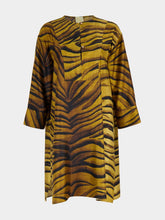 Paula Isla Tigerstripes Printed Silk Twill Button-Up Dress