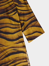 Paula Isla Tigerstripes Printed Silk Twill Button-Up Dress