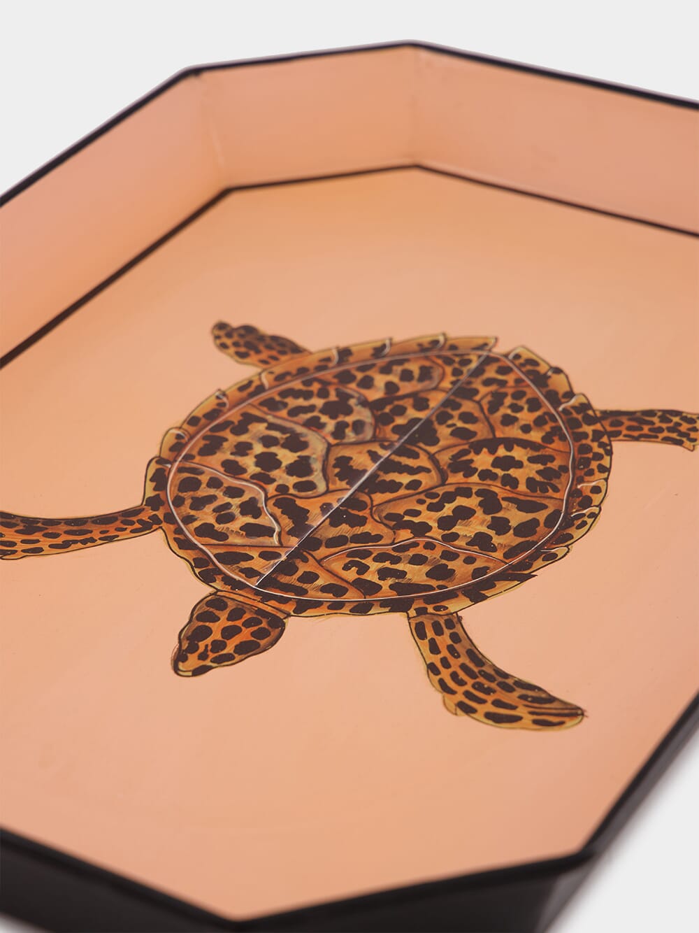 Handpainted Turtle Dusty Pink Iron Tray