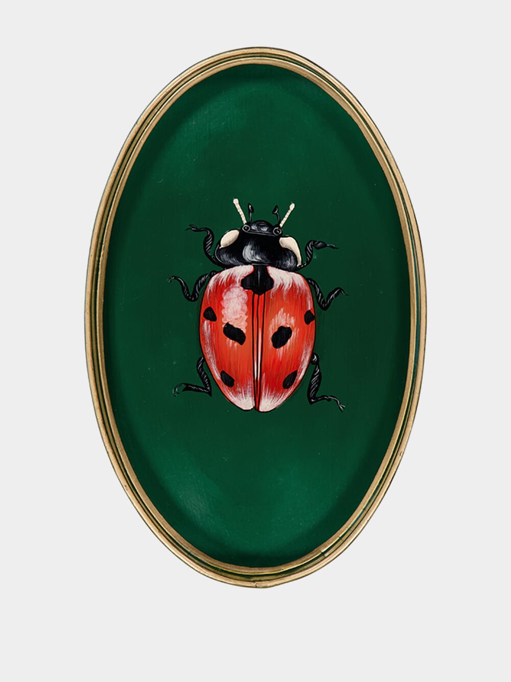 Ladybug Handpainted Iron Oval Tray