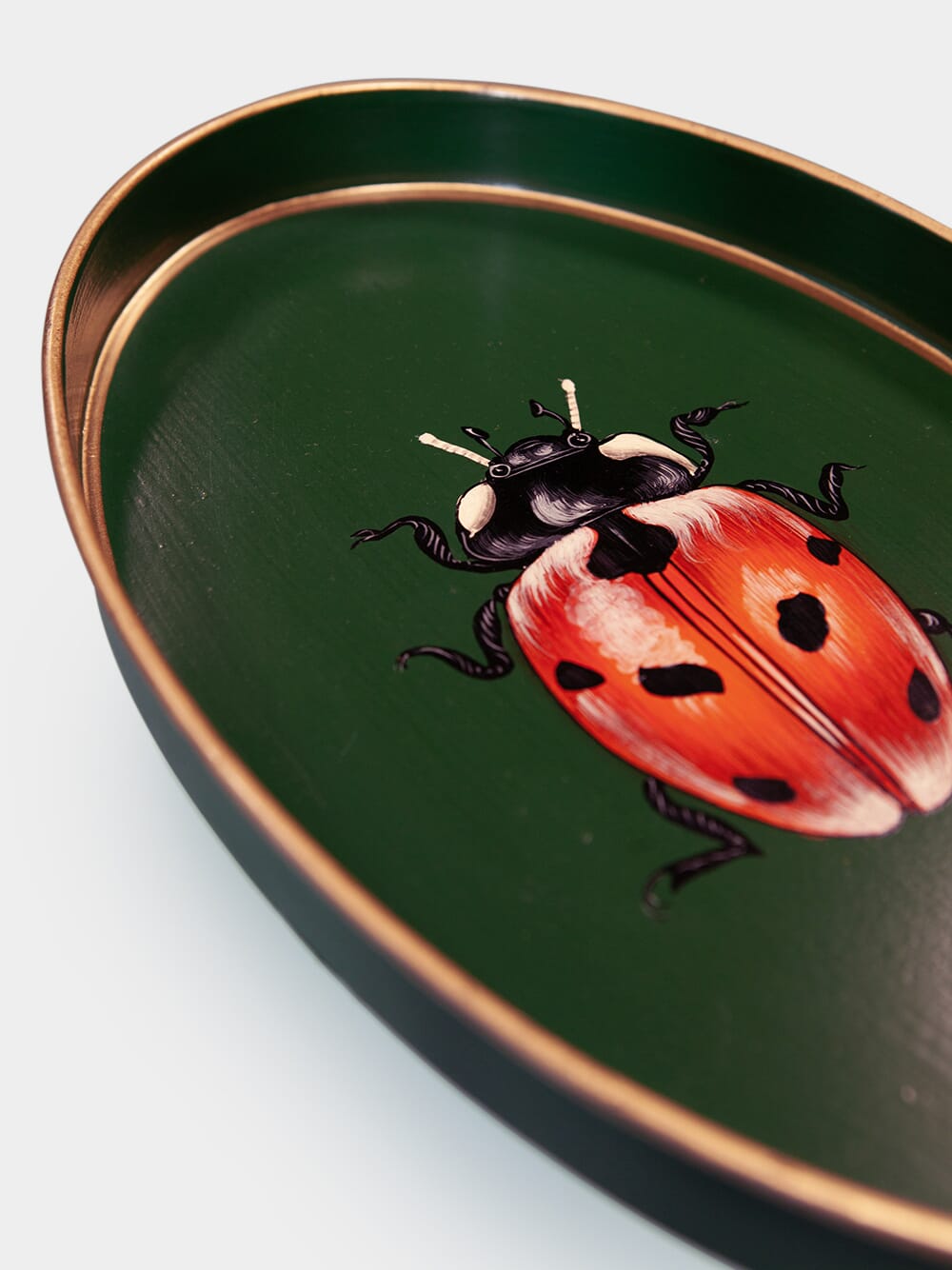 Ladybug Handpainted Iron Oval Tray