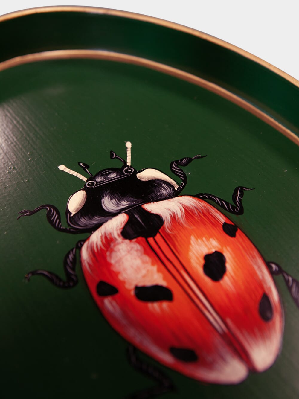 Ladybug Handpainted Iron Oval Tray