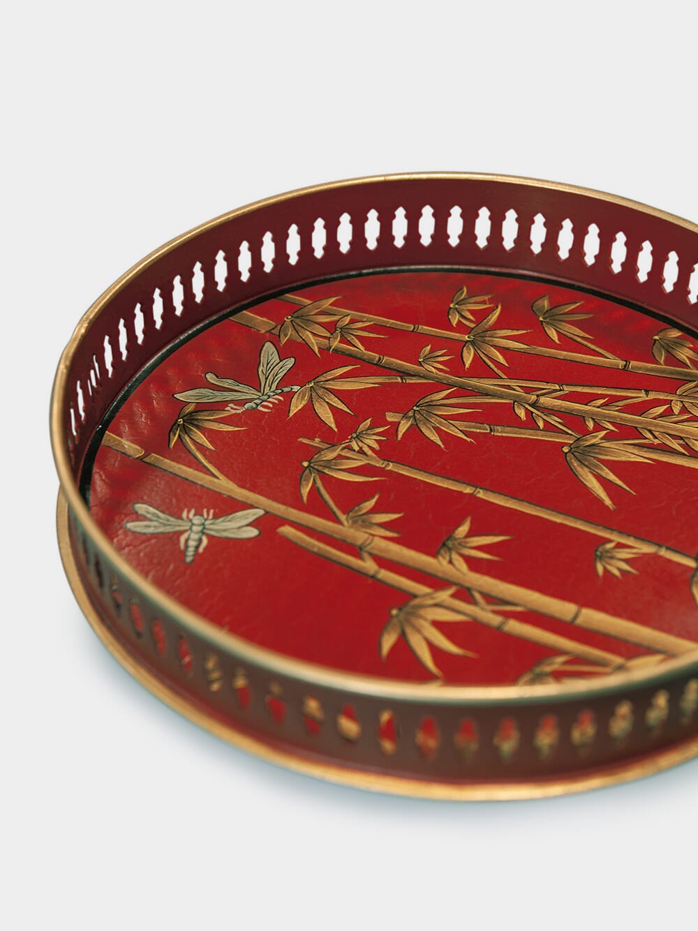 Flora Iron Tray Bamboo 26cm