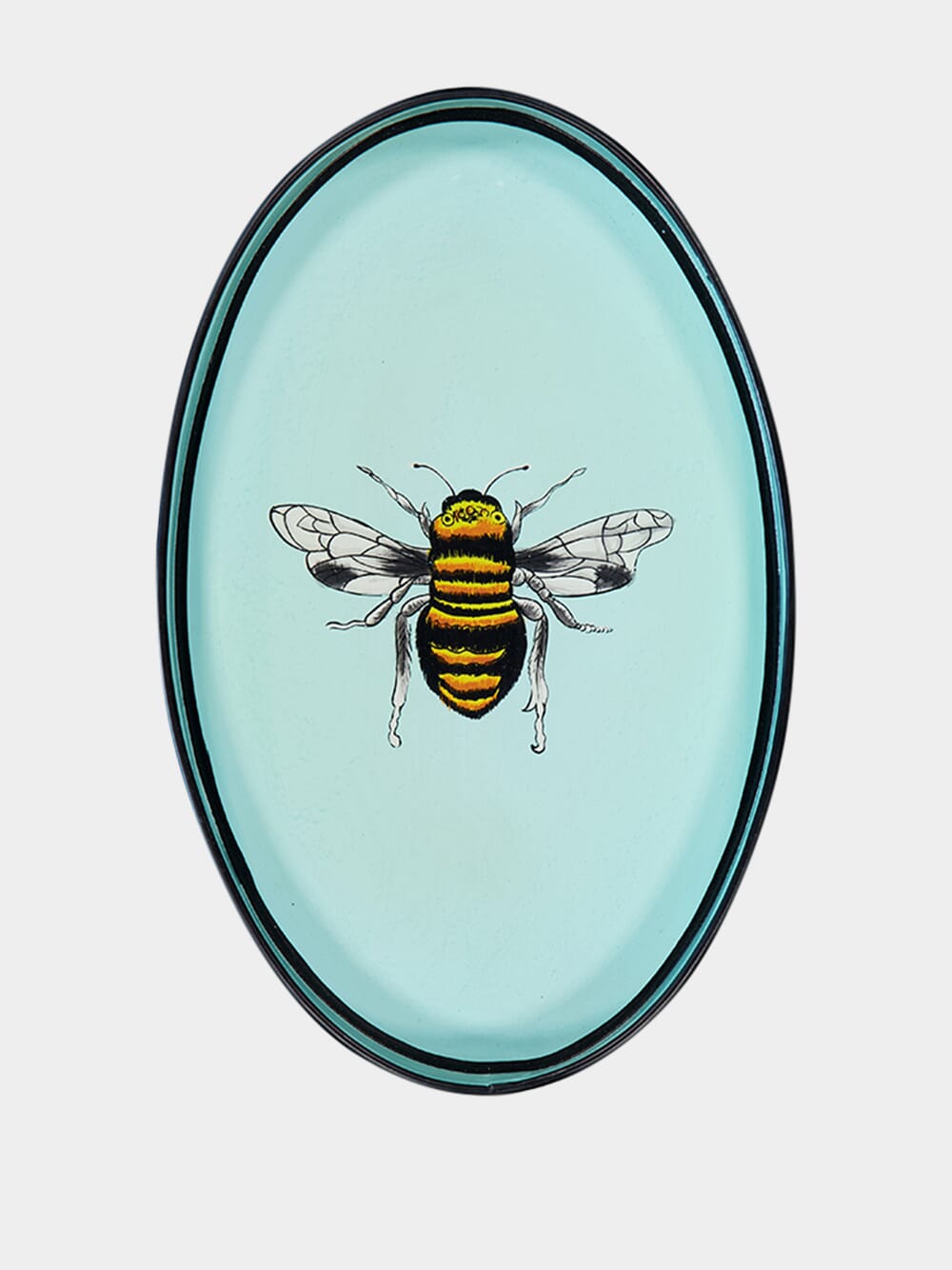 Bee Handpaited Iron Oval Tray