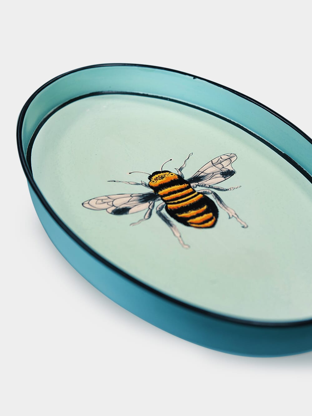 Bee Handpaited Iron Oval Tray