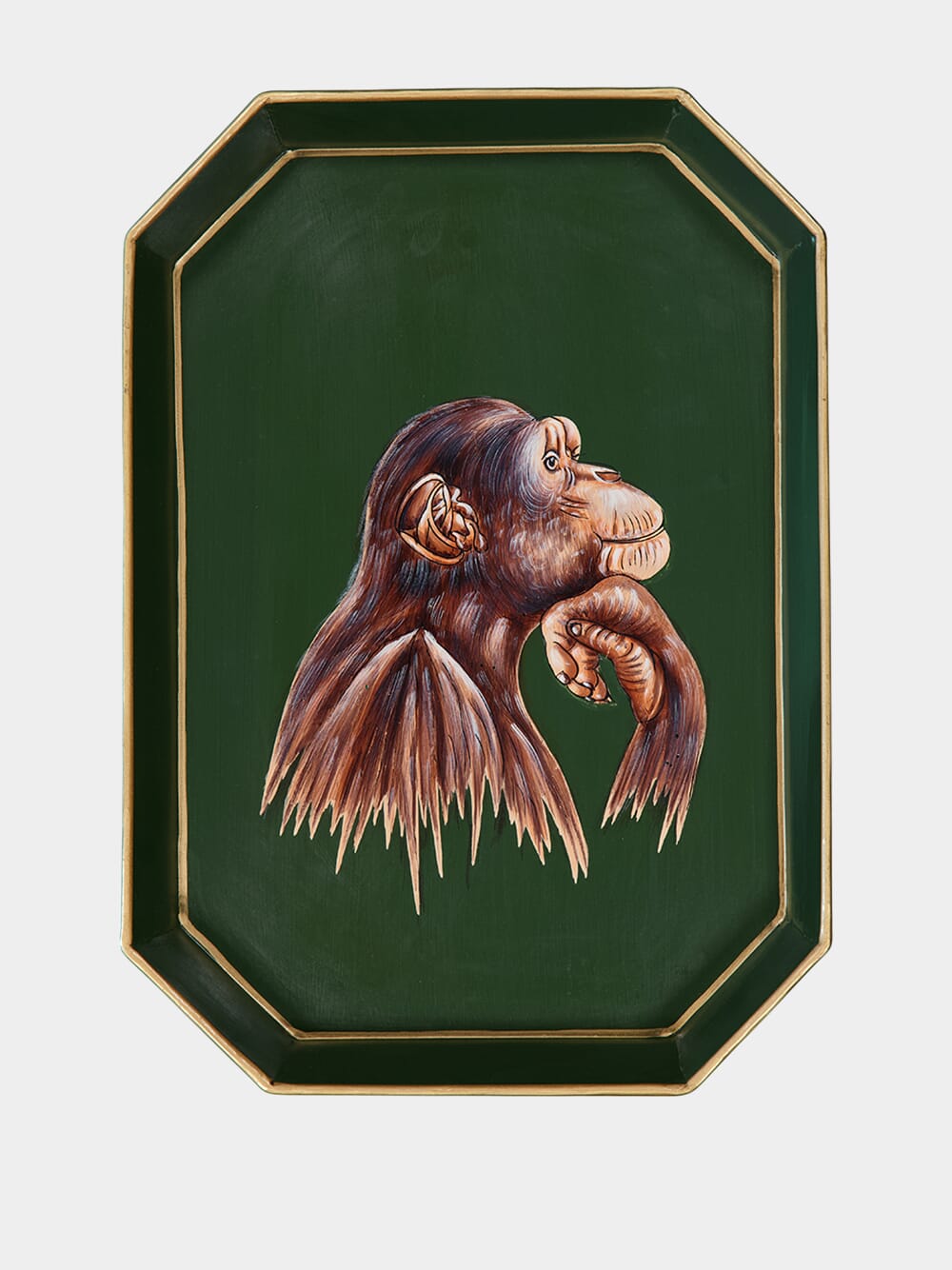 Monkey Handpaited Iron Green Tray