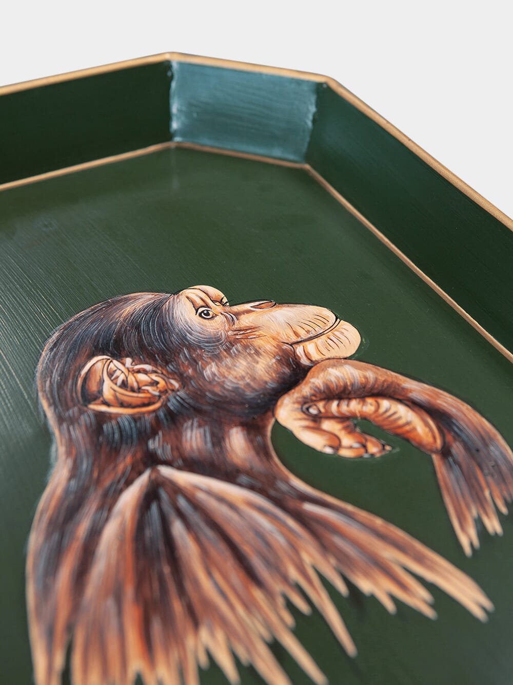 Monkey Handpaited Iron Green Tray